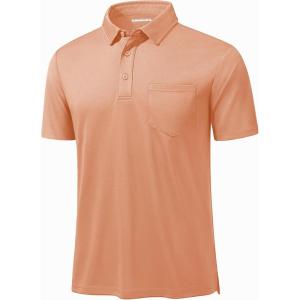imageMAGCOMSEN Polo Shirts for Men with Pocket Short Sleeve Collared Golf Shirts Quick Dry Pique Performance Athletic SummerApricot