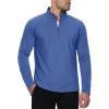 imageMAGCOMSEN Mens Quarter Zip Pullover Long Sleeve Sweatshirts Fleece Lined Golf Pullover Thermal Gym Workout TopsBlue Grey