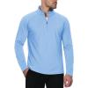 imageMAGCOMSEN Mens Quarter Zip Pullover Long Sleeve Sweatshirts Fleece Lined Golf Pullover Thermal Gym Workout TopsLight Blue