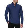 imageMAGCOMSEN Mens Quarter Zip Pullover Long Sleeve Sweatshirts Fleece Lined Golf Pullover Thermal Gym Workout TopsNavy