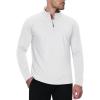 imageMAGCOMSEN Mens Quarter Zip Pullover Long Sleeve Sweatshirts Fleece Lined Golf Pullover Thermal Gym Workout TopsWhite