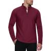 imageMAGCOMSEN Mens Quarter Zip Pullover Long Sleeve Sweatshirts Fleece Lined Golf Pullover Thermal Gym Workout TopsWine Red