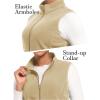 imageMAGCOMSEN Womens Fleece Vest Outerwear Sleeveless Lightweight Zip Jackets Warm Soft Vests with Zipper PocketsLight Khaki