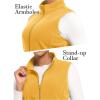 imageMAGCOMSEN Womens Fleece Vest Outerwear Sleeveless Lightweight Zip Jackets Warm Soft Vests with Zipper PocketsYellow