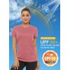imageMAGCOMSEN Womens Short Sleeve TShirts UPF 50 Sun Protection Quick Dry Athletic Running Workout Rash Guard TopsGrey Pink