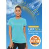 imageMAGCOMSEN Womens Short Sleeve TShirts UPF 50 Sun Protection Quick Dry Athletic Running Workout Rash Guard TopsLake Blue