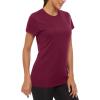 imageMAGCOMSEN Womens Short Sleeve TShirts UPF 50 Sun Protection Quick Dry Athletic Running Workout Rash Guard TopsWine