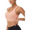 imageMAGCOMSEN Womens Sports Bras Cross Back Wireless Padded Bra Wide Strap Low Impact MoistureWicking for Workout Gym YogaApricot