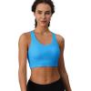imageMAGCOMSEN Womens Sports Bras Cross Back Wireless Padded Bra Wide Strap Low Impact MoistureWicking for Workout Gym YogaAzure