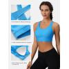 imageMAGCOMSEN Womens Sports Bras Cross Back Wireless Padded Bra Wide Strap Low Impact MoistureWicking for Workout Gym YogaAzure