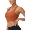 imageMAGCOMSEN Womens Sports Bras Cross Back Wireless Padded Bra Wide Strap Low Impact MoistureWicking for Workout Gym YogaDark Orange