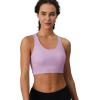 imageMAGCOMSEN Womens Sports Bras Cross Back Wireless Padded Bra Wide Strap Low Impact MoistureWicking for Workout Gym YogaGrey Purple