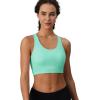 imageMAGCOMSEN Womens Sports Bras Cross Back Wireless Padded Bra Wide Strap Low Impact MoistureWicking for Workout Gym YogaLake Blue