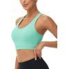 imageMAGCOMSEN Womens Sports Bras Cross Back Wireless Padded Bra Wide Strap Low Impact MoistureWicking for Workout Gym YogaLake Blue