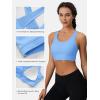 imageMAGCOMSEN Womens Sports Bras Cross Back Wireless Padded Bra Wide Strap Low Impact MoistureWicking for Workout Gym YogaLight Blue
