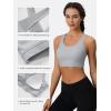 imageMAGCOMSEN Womens Sports Bras Cross Back Wireless Padded Bra Wide Strap Low Impact MoistureWicking for Workout Gym YogaLight Grey