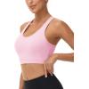 imageMAGCOMSEN Womens Sports Bras Cross Back Wireless Padded Bra Wide Strap Low Impact MoistureWicking for Workout Gym YogaLight Pink