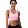 imageMAGCOMSEN Womens Sports Bras Cross Back Wireless Padded Bra Wide Strap Low Impact MoistureWicking for Workout Gym YogaLight Pink