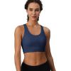 imageMAGCOMSEN Womens Sports Bras Cross Back Wireless Padded Bra Wide Strap Low Impact MoistureWicking for Workout Gym YogaNavy