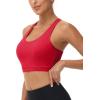 imageMAGCOMSEN Womens Sports Bras Cross Back Wireless Padded Bra Wide Strap Low Impact MoistureWicking for Workout Gym YogaRed