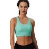 imageMAGCOMSEN Womens Sports Bras Cross Back Wireless Padded Bra Wide Strap Low Impact MoistureWicking for Workout Gym YogaWaterfall Green