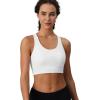 imageMAGCOMSEN Womens Sports Bras Cross Back Wireless Padded Bra Wide Strap Low Impact MoistureWicking for Workout Gym YogaWhite