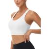 imageMAGCOMSEN Womens Sports Bras Cross Back Wireless Padded Bra Wide Strap Low Impact MoistureWicking for Workout Gym YogaWhite