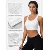 imageMAGCOMSEN Womens Sports Bras Cross Back Wireless Padded Bra Wide Strap Low Impact MoistureWicking for Workout Gym YogaWhite
