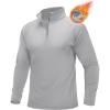 imageMAGCOMSEN Mens Quarter Zip Pullover Long Sleeve Sweatshirts Fleece Lined Golf Pullover Thermal Gym Workout TopsLight Grey