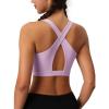 imageMAGCOMSEN Womens Sports Bras Cross Back Wireless Padded Bra Wide Strap Low Impact MoistureWicking for Workout Gym YogaGrey Purple