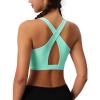 imageMAGCOMSEN Womens Sports Bras Cross Back Wireless Padded Bra Wide Strap Low Impact MoistureWicking for Workout Gym YogaLake Blue