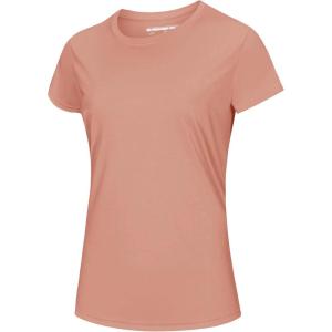 imageMAGCOMSEN Womens Short Sleeve TShirts UPF 50 Sun Protection Quick Dry Athletic Running Workout Rash Guard TopsApricot