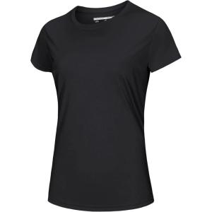 imageMAGCOMSEN Womens Short Sleeve TShirts UPF 50 Sun Protection Quick Dry Athletic Running Workout Rash Guard TopsBlack