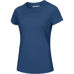 imageMAGCOMSEN Womens Short Sleeve TShirts UPF 50 Sun Protection Quick Dry Athletic Running Workout Rash Guard TopsBlue Grey