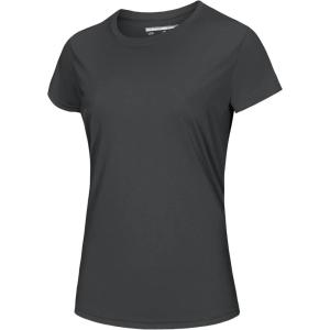 imageMAGCOMSEN Womens Short Sleeve TShirts UPF 50 Sun Protection Quick Dry Athletic Running Workout Rash Guard TopsDark Gery