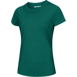 imageMAGCOMSEN Womens Short Sleeve TShirts UPF 50 Sun Protection Quick Dry Athletic Running Workout Rash Guard TopsEmerald Green