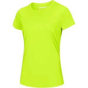 imageMAGCOMSEN Womens Short Sleeve TShirts UPF 50 Sun Protection Quick Dry Athletic Running Workout Rash Guard TopsFluorescent Green