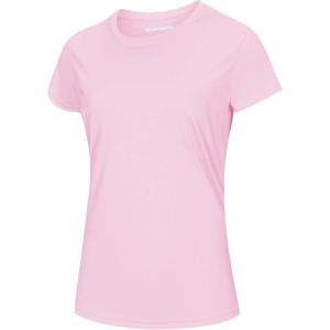 imageMAGCOMSEN Womens Short Sleeve TShirts UPF 50 Sun Protection Quick Dry Athletic Running Workout Rash Guard TopsPink
