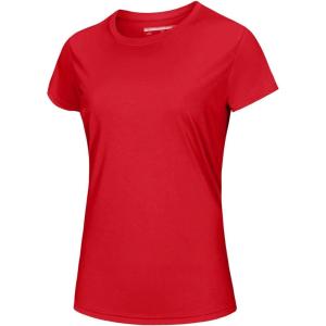 imageMAGCOMSEN Womens Short Sleeve TShirts UPF 50 Sun Protection Quick Dry Athletic Running Workout Rash Guard TopsTomato
