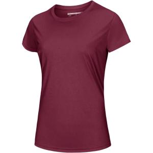 imageMAGCOMSEN Womens Short Sleeve TShirts UPF 50 Sun Protection Quick Dry Athletic Running Workout Rash Guard TopsWine