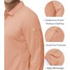 imageMAGCOMSEN Mens Polo Shirts 3 Button Quick Dry Performance Long Sleeve Tactical Shirts Pique Jersey Golf ShirtApricot