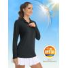 imageMAGCOMSEN Womens Long Sleeve Shirts 14 Zip Pullover UPF 50 Sun Protection Quick Dry Hiking Athletic Workout TopsBlack