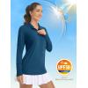 imageMAGCOMSEN Womens Long Sleeve Shirts 14 Zip Pullover UPF 50 Sun Protection Quick Dry Hiking Athletic Workout TopsDark Blue