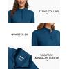 imageMAGCOMSEN Womens Long Sleeve Shirts 14 Zip Pullover UPF 50 Sun Protection Quick Dry Hiking Athletic Workout TopsDark Blue