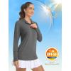 imageMAGCOMSEN Womens Long Sleeve Shirts 14 Zip Pullover UPF 50 Sun Protection Quick Dry Hiking Athletic Workout TopsDark Grey
