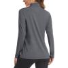 imageMAGCOMSEN Womens Long Sleeve Shirts 14 Zip Pullover UPF 50 Sun Protection Quick Dry Hiking Athletic Workout TopsDark Grey