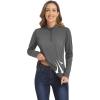 imageMAGCOMSEN Womens Long Sleeve Shirts 14 Zip Pullover UPF 50 Sun Protection Quick Dry Hiking Athletic Workout TopsDark Grey