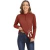 imageMAGCOMSEN Womens Long Sleeve Shirts 14 Zip Pullover UPF 50 Sun Protection Quick Dry Hiking Athletic Workout TopsDark Orange