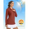 imageMAGCOMSEN Womens Long Sleeve Shirts 14 Zip Pullover UPF 50 Sun Protection Quick Dry Hiking Athletic Workout TopsDark Orange