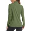 imageMAGCOMSEN Womens Long Sleeve Shirts 14 Zip Pullover UPF 50 Sun Protection Quick Dry Hiking Athletic Workout TopsGreen